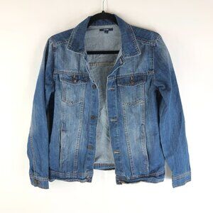 Kiabi Womens Denim Jacket Vintage Retro Trucker Medium Wash Fading XS 14Y